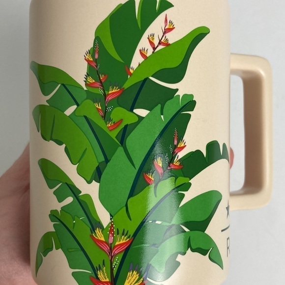 Starbucks Reserve 2020 Coffee Mug Banana Leaf  Beige Green Jungle 12oz Limited - Picture 1 of 11